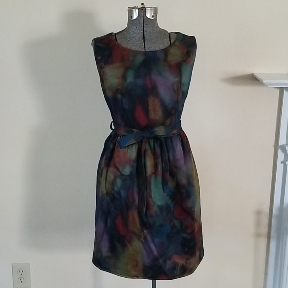 Ark & Co multicolor rainbow acid print dress - L